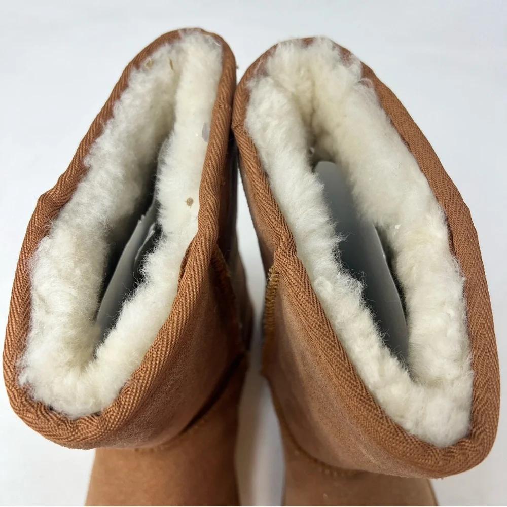 Staheekum Men’s Suede Shearling Winter Boots Brown US 9 Cozy Slip On NWOB